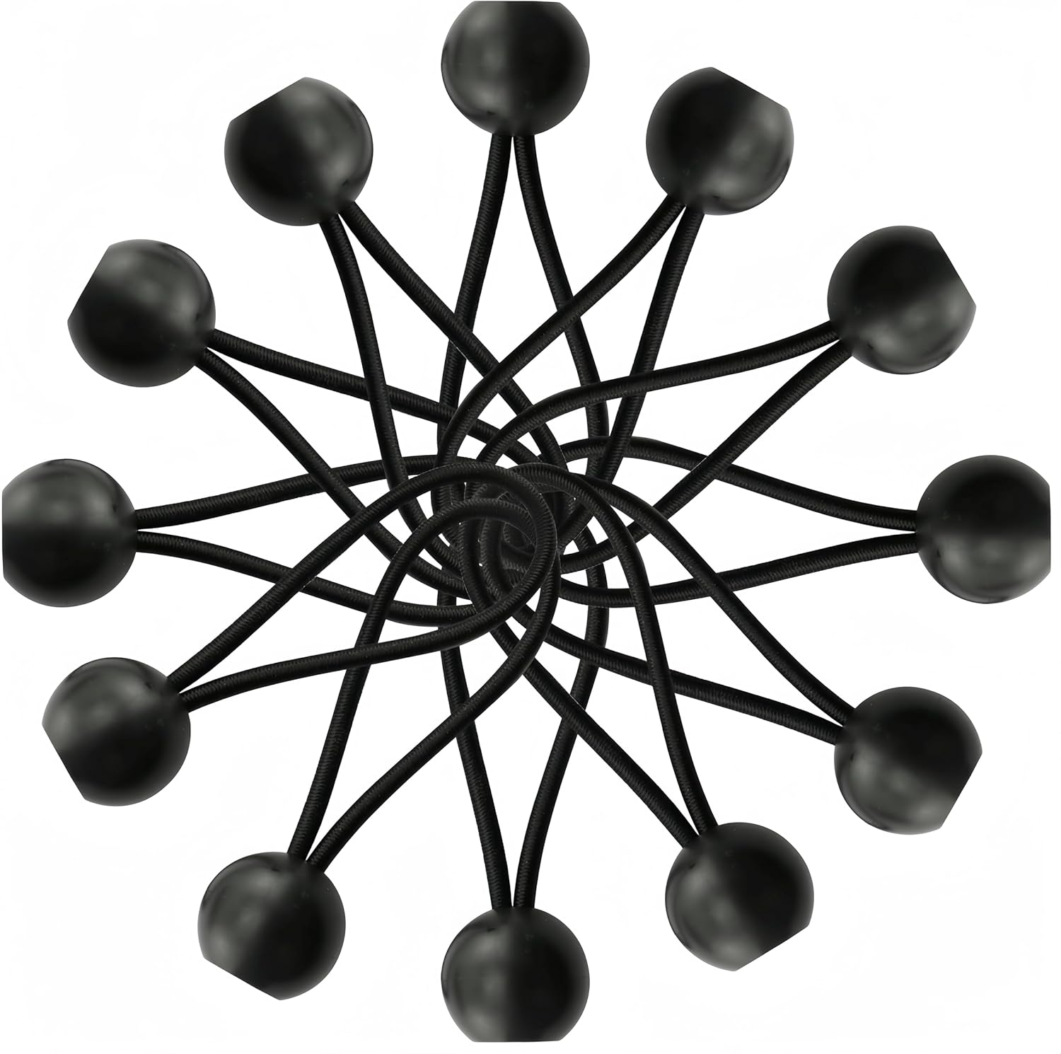Lanlord 11 Inch Black Bungee Cords with Balls - 12 Pcs Elastic Ball Cords Ball Bungee Cords Tarp Tie Downs 11Inch12Pces(Ball)