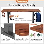 IMGadgets Bureau électrique, 47x24 Inches réglable en hauteur, 2026 6th Gen Quiet Motor Ergonomic Sit Stand Desk, Bureau d'ordinateur pour le bureau d'accueil, Boutons de mémoire en hauteur, Affichage, 2 Supports d'écouteurs