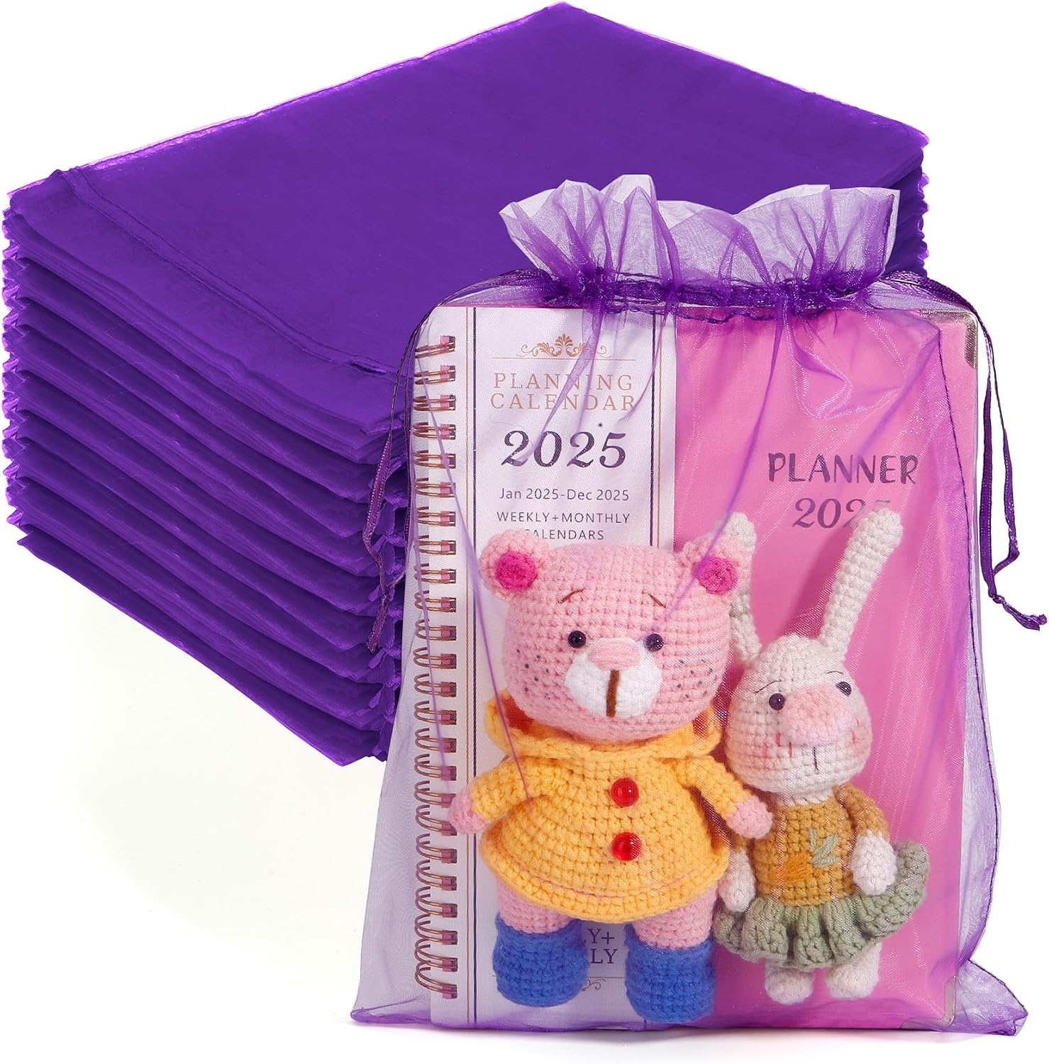 Organza Bags, Mesh Bags Drawstring 8x12 Inch, 50PCS Purple Sheer Organza Bags, Large Wedding Gift Gags, Party Favor Bags, Fruit Protection Bags, Mesh Gift Bags Candy Goodie Bags for Christmas Party