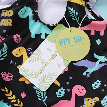 YOUNGER TREE Toddler Baby Girls Swimsuit Infant One Piece Bathing Suits Cute Dinosaur Beach Wear Sunsuit Ruffle Swimwear