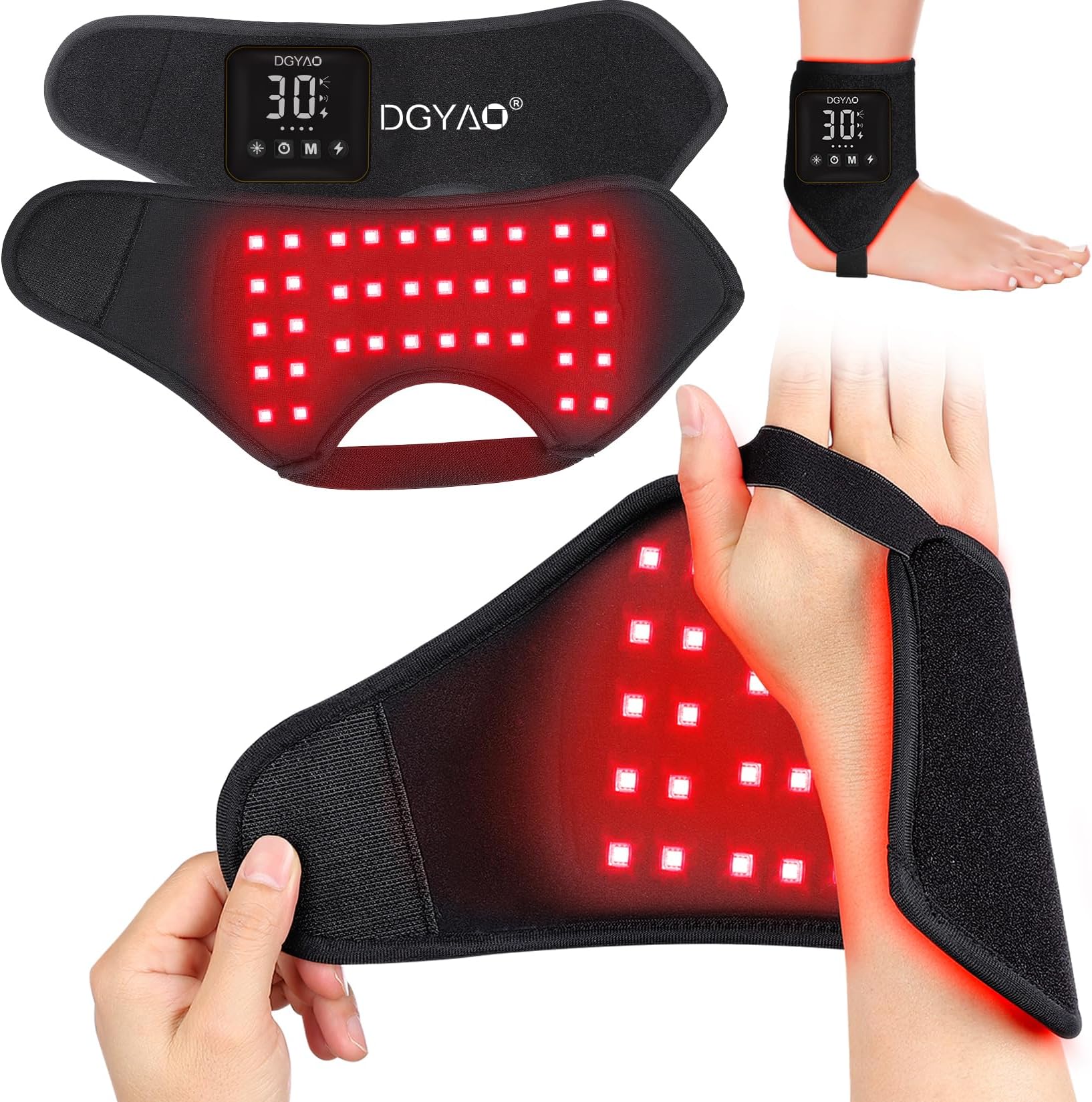 Red Light Therapy Wrap for Hands Wrist, Infrared Light Therapy for Ankle, 4000mAh Battery Portable Adjustable Cordless Red Light Pad for Hand Joint Muscle Comfort, 660nm & 850nm