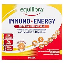 Equilibra Integratori Alimentari, Immuno Energy, Integratore per la Normale Funzione del Sistema Immunitario a Base di Sali Minerali e Vitamine, Riduce Stanchezza e Affaticamento, 14 Bustine