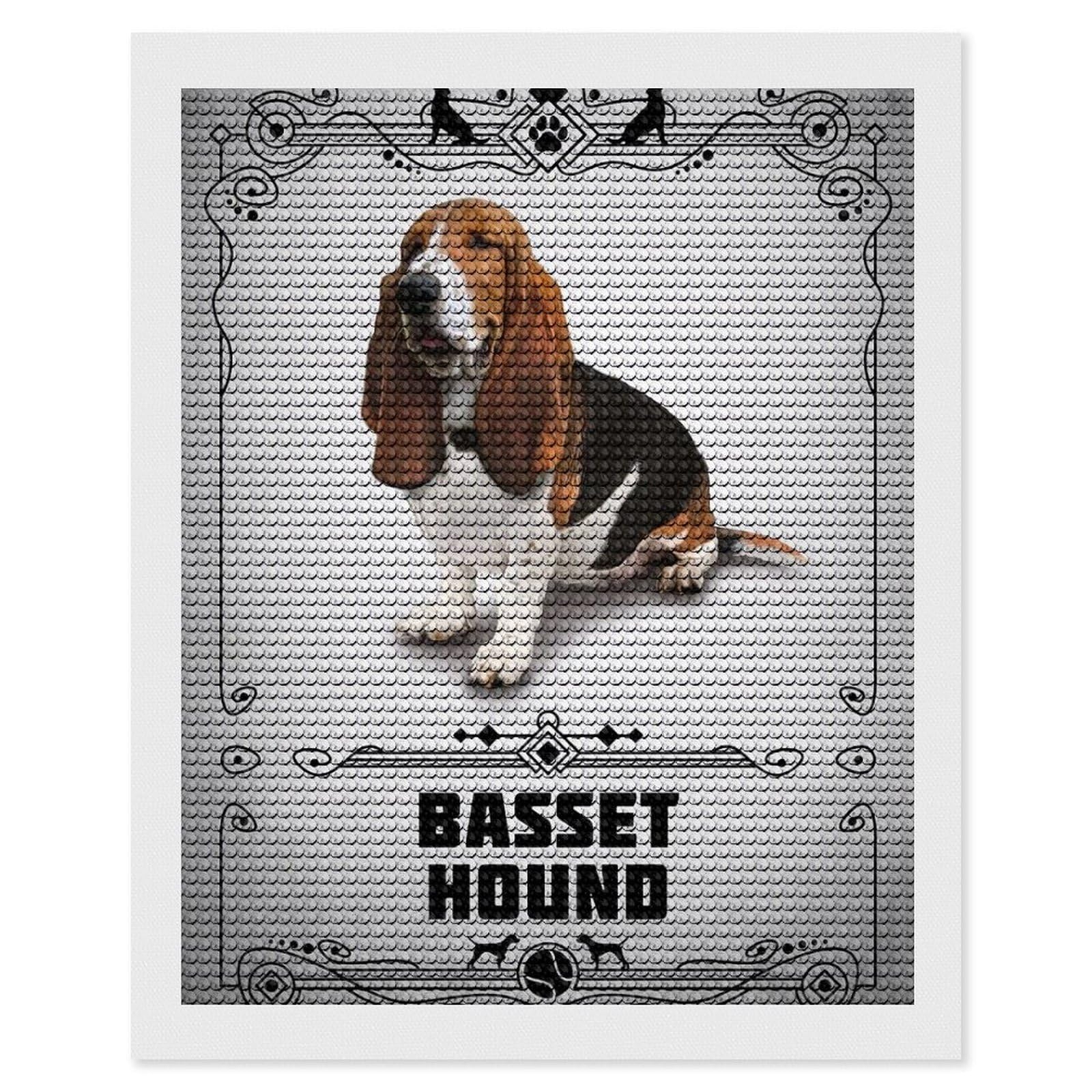 Junmoney Basset Hound Diamond Painting Canvas Set 16"x20", Mindful Craft Activity, Nice Detail and Sparkle, Farmhouse Decor, Birthday Gift