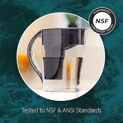 Miniatura 8 de Santevia MINA - Jarra alcalina de filtro de agua y filtro de repuesto de paquete de 3 unidades, filtro de cloro y plomo, jarra purificadora de agua,