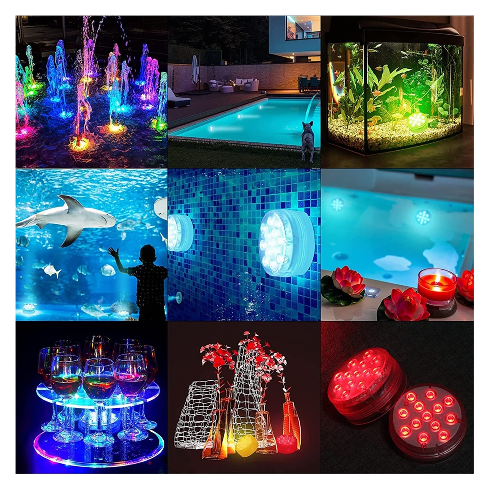 Luci per piscina a LED Remoto impermeabile impermeabile della luce sommergibile del sucker magnetico degli anni Rgb. Luci subacquee for HMOE Party Aquarium Pool Bathtub Vase Decor Per la decorazione d