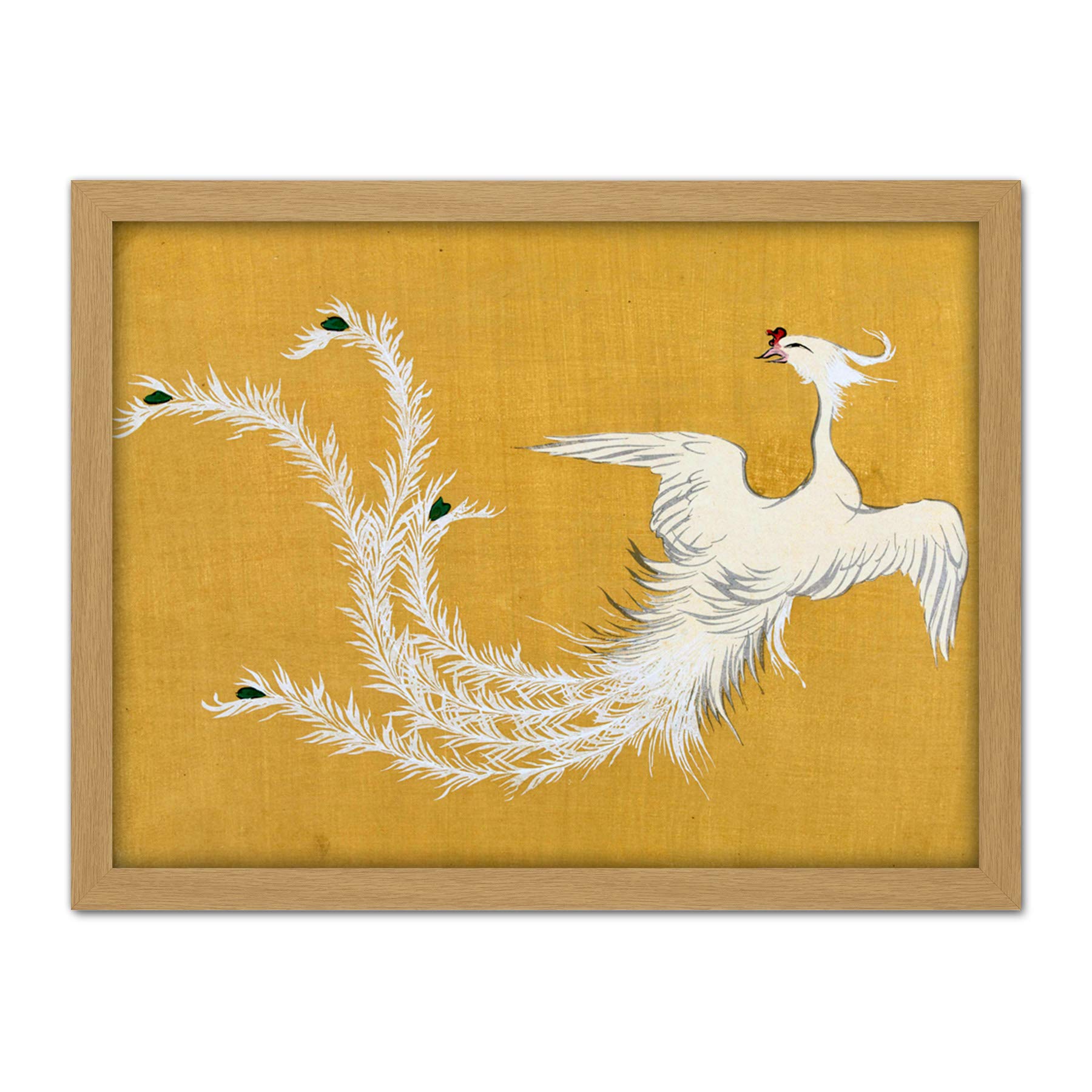 Artery8 Kamisaka Sekka White Phoenix Bird Japanese Painting Artwork Framed Wall Art Print 18X24 Inch