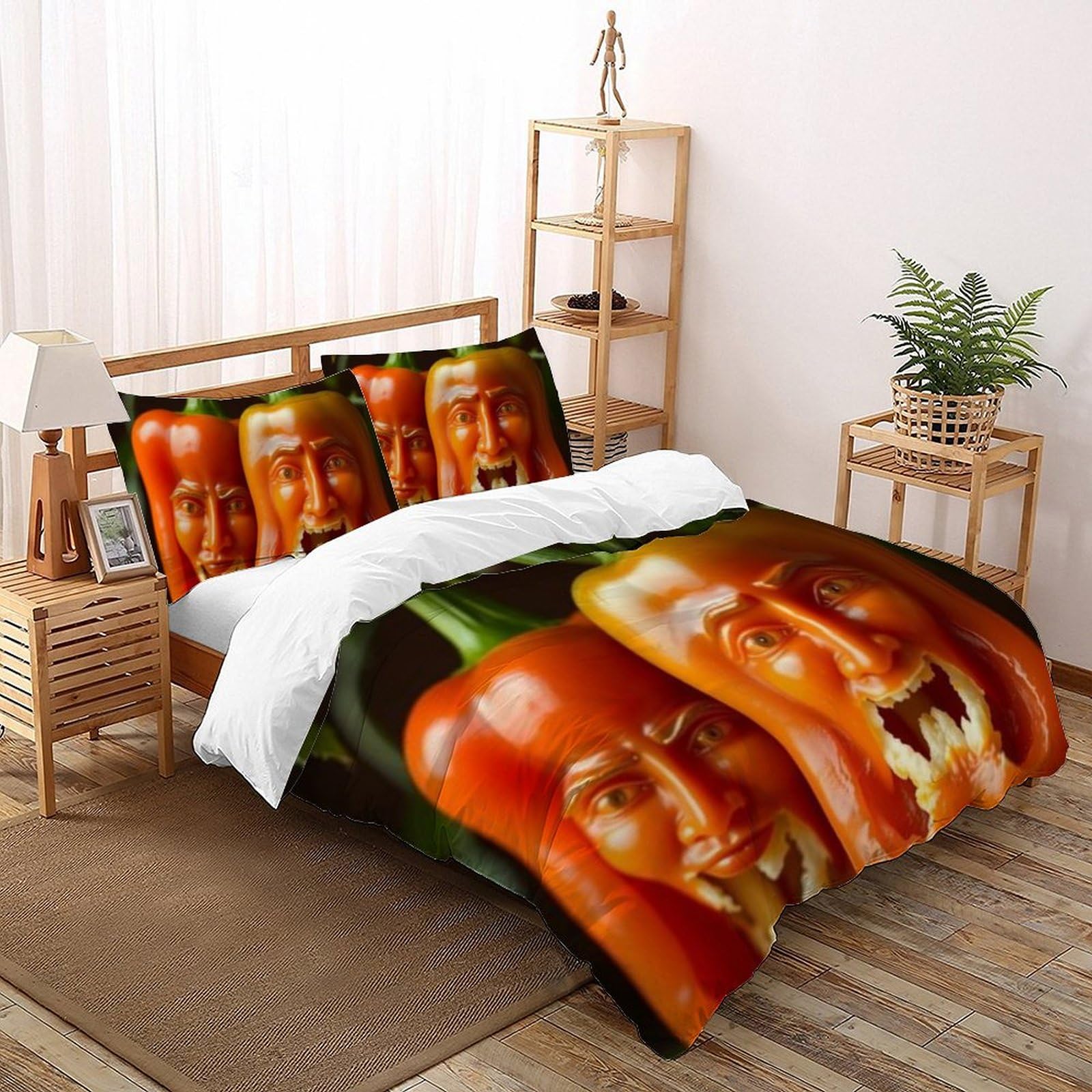 Housse de couette King imprimé légumes 3D pour chambre d'enfants ludique