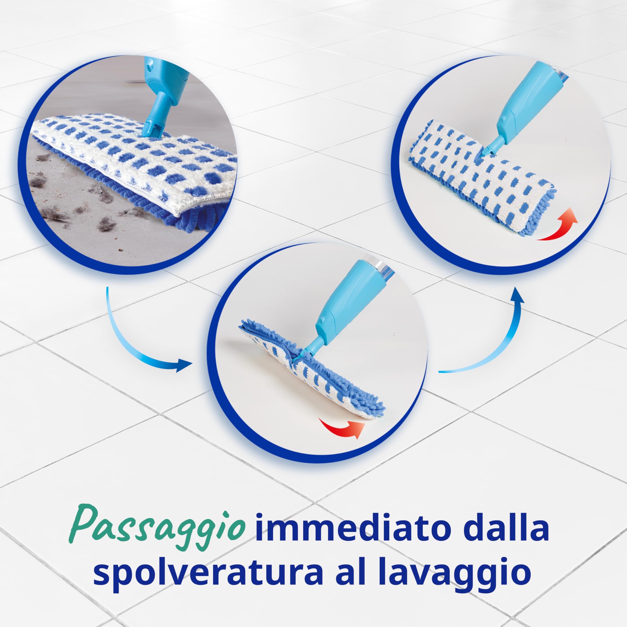 Spontex Quick Spray Duo Fiocco piatto spray con ricambi in microfibra lavabili | Pulisce pavimenti in laminato, legno e piastrelle | Reversibile No-Touch
