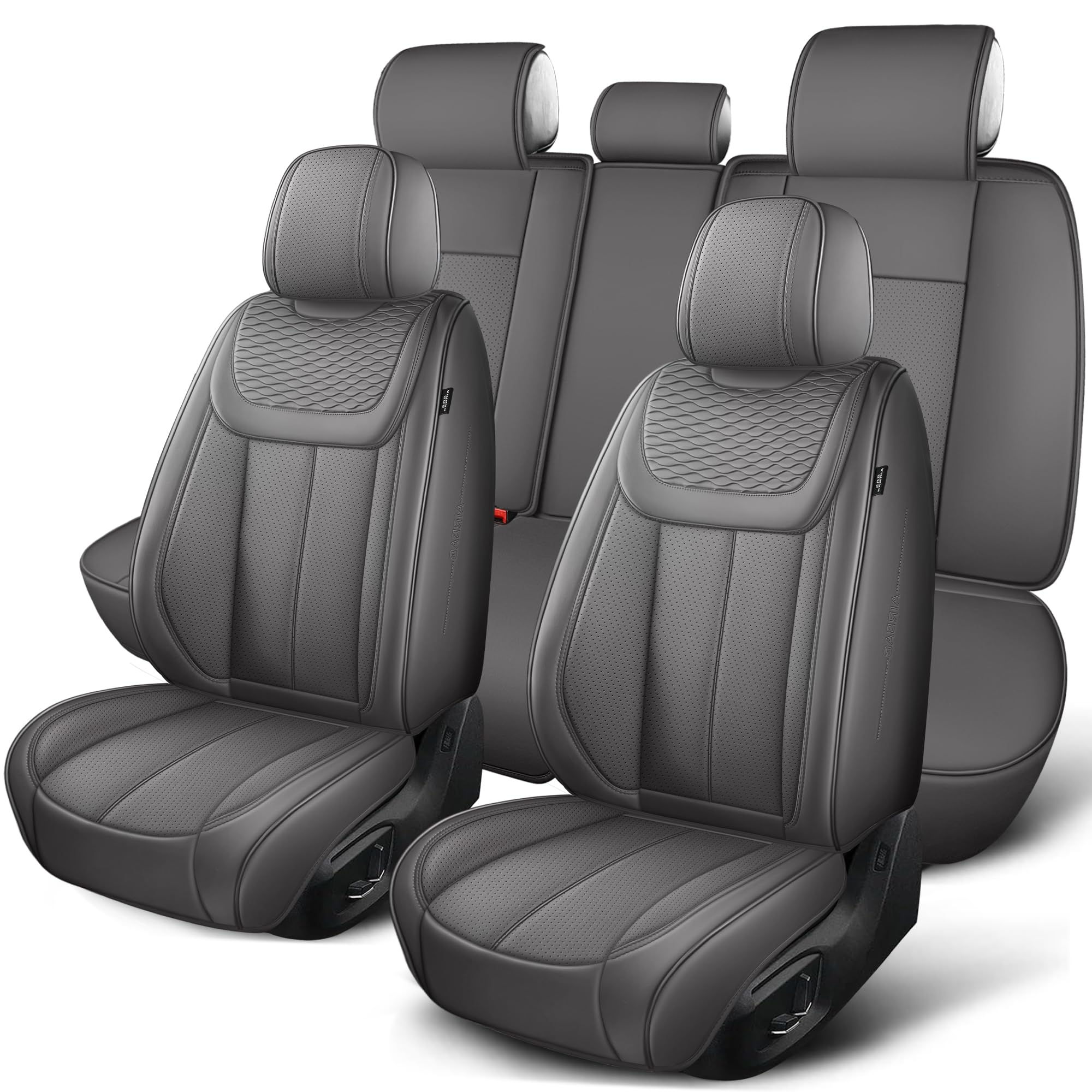 View 1 of ***FACTORY SEALED***ifwohao Car Seat Covers Full Set Grey Leather Airbag Compatible