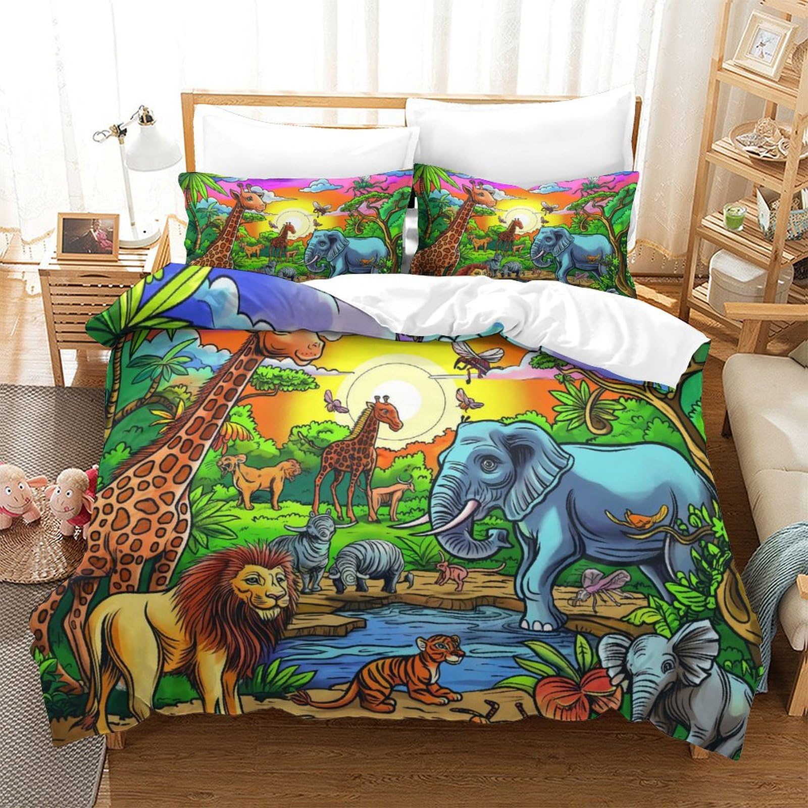 Housse de couette jungle 3D pour créer une ambiance évasion dans la chambre parentale