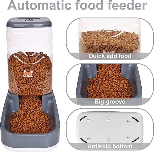 Miniatura 3 de Elevon Comedero automático para gatos, dispensador de alimentos y agua por gravedad para perros pequeños y medianos, dispensador de comedero para