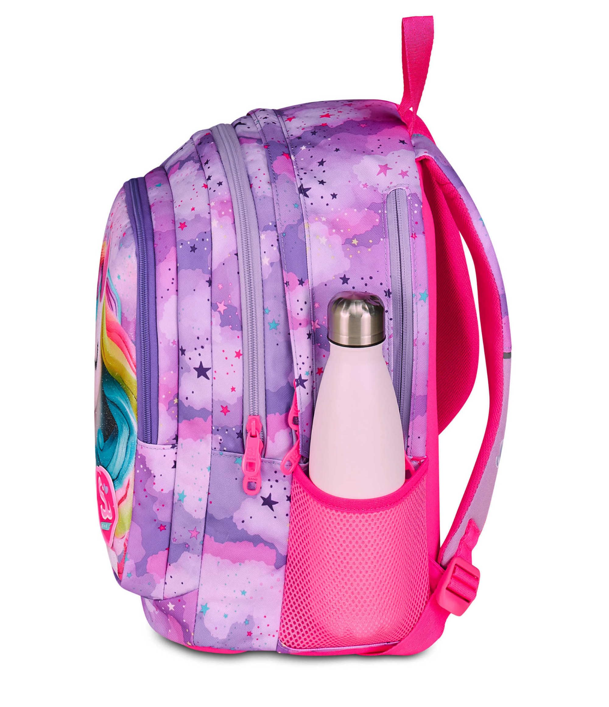 SJ GANG STYLE JAM GANG Zaino Scuola Advanced, Fucsia, Maxi Ali Estraibili, Doppio Scomparto e Tasca per Borraccia, 29 L, Zaino Scuola Elementare, Zaino Bambina