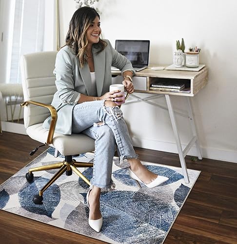 Miniatura 9 de Tapete para silla de oficina para suelo de madera dura, 48 x 60 pulgadas, tapete de oficina con ruedas de alta calidad, tapete antideslizante