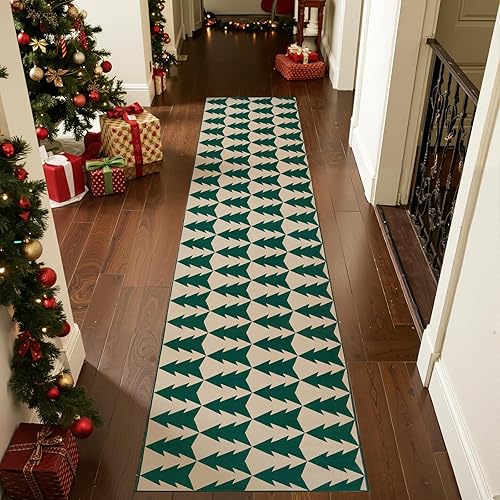 jinchan Alfombra de pasillo de Navidad de 2 x 10 pies, color rojo, alfombra de pasillo roja para árbol de Navidad, alfombra lavable antideslizante