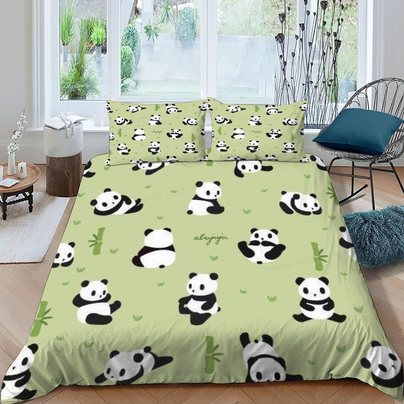 Parure de lit panda 3 pièces housse de couette douce pour des nuits cocooning