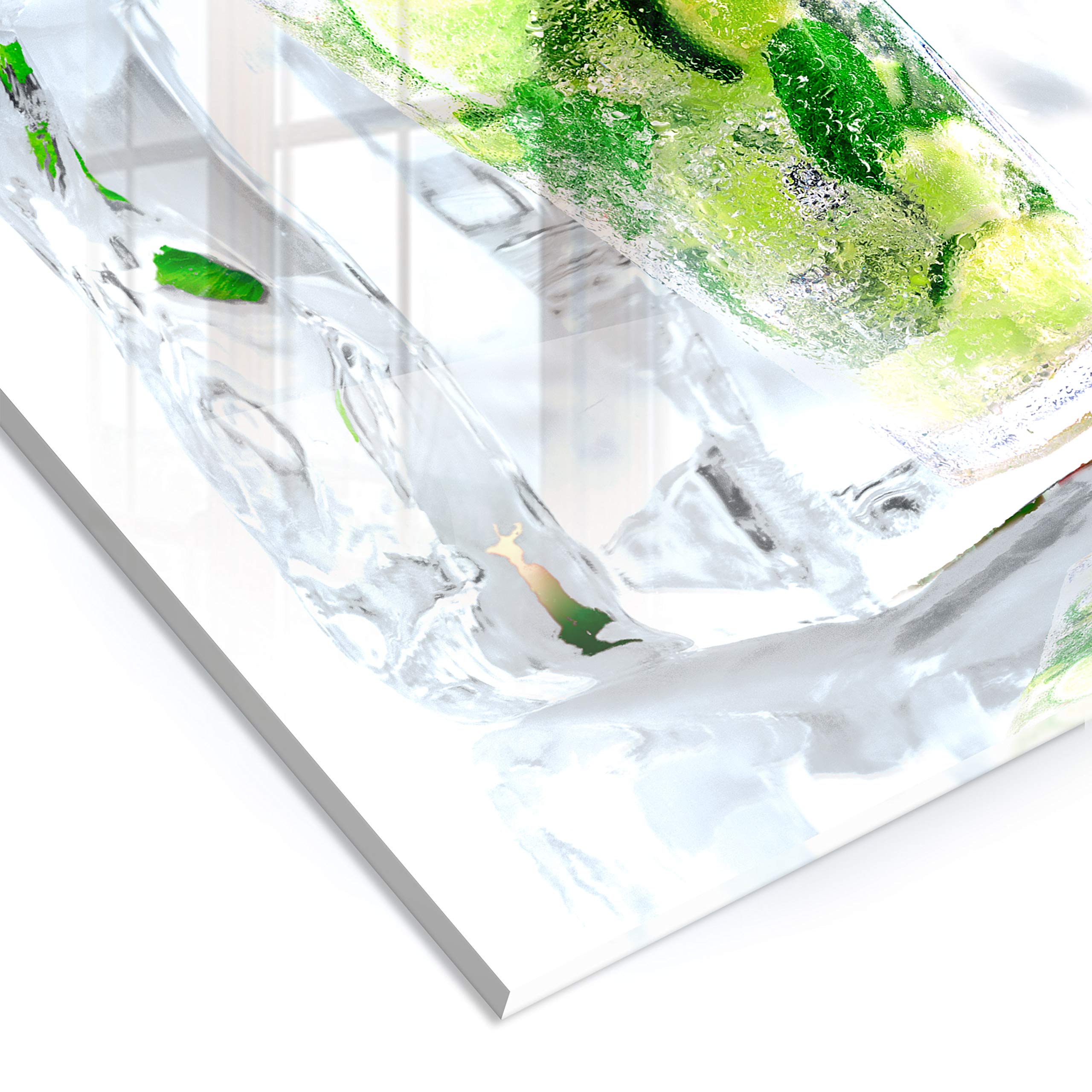 murando - Crédence Verre Cuisine 60x60 cm - Plaque Anti-Projection - Couvercle Anti-éclaboussures crédence - Plaque en Verre trempé - Glaçons aux Fruits et au Citron Vert j-A-0078-aq-a