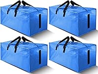 Vista 18 de Paquete de 4 bolsas de mudanza grandes y fuertes con cremalleras y asas de transporte, resistente al agua, bolsa de almacenamiento resistente