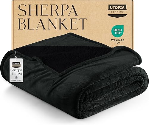 Utopia Bedding Manta Sherpa tamaño California King azul lavado, 102 x 96 pulgadas  Manta reversible de forro polar de felpa gruesa y cálida de 480