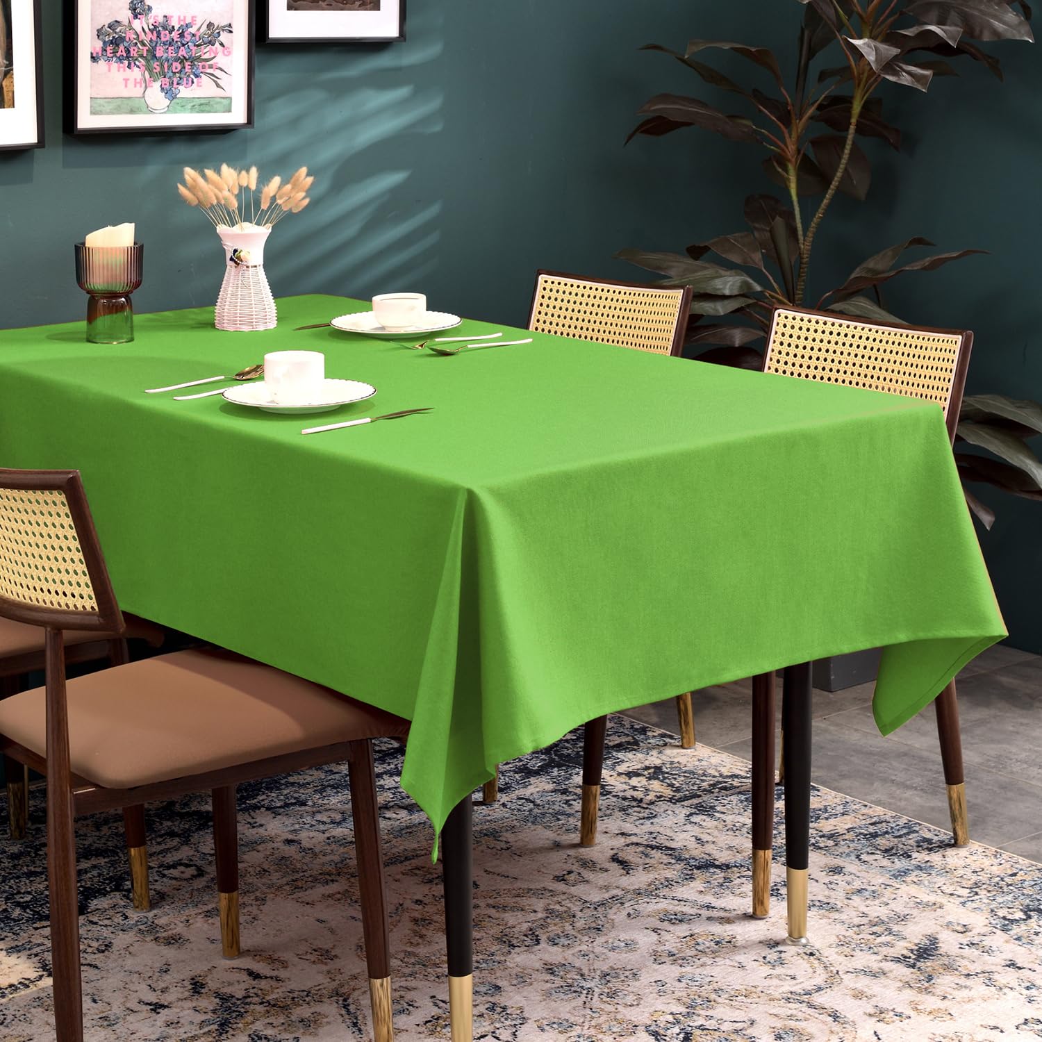 BALCONY & FALCON Tovaglia Impermeabile Antimacchia Rettangolare in Fili Sottili Adatta per Interni Esterni Giardino Ristorante e Decorazione