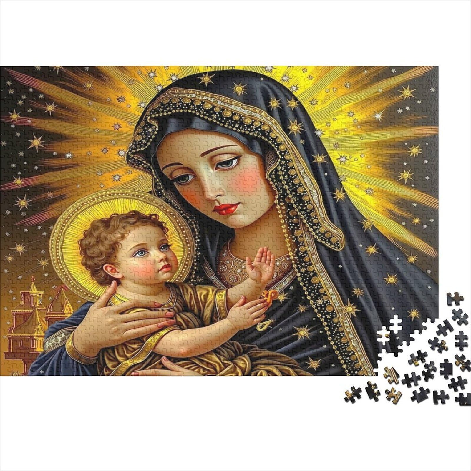 Religious Mother and Child 1000 Piece Jigsaw Puzzle for Adults Paper 1000 Pieces Puzzle Game Family Relaxation Gift 38x26cm/1000pcs โ image 1