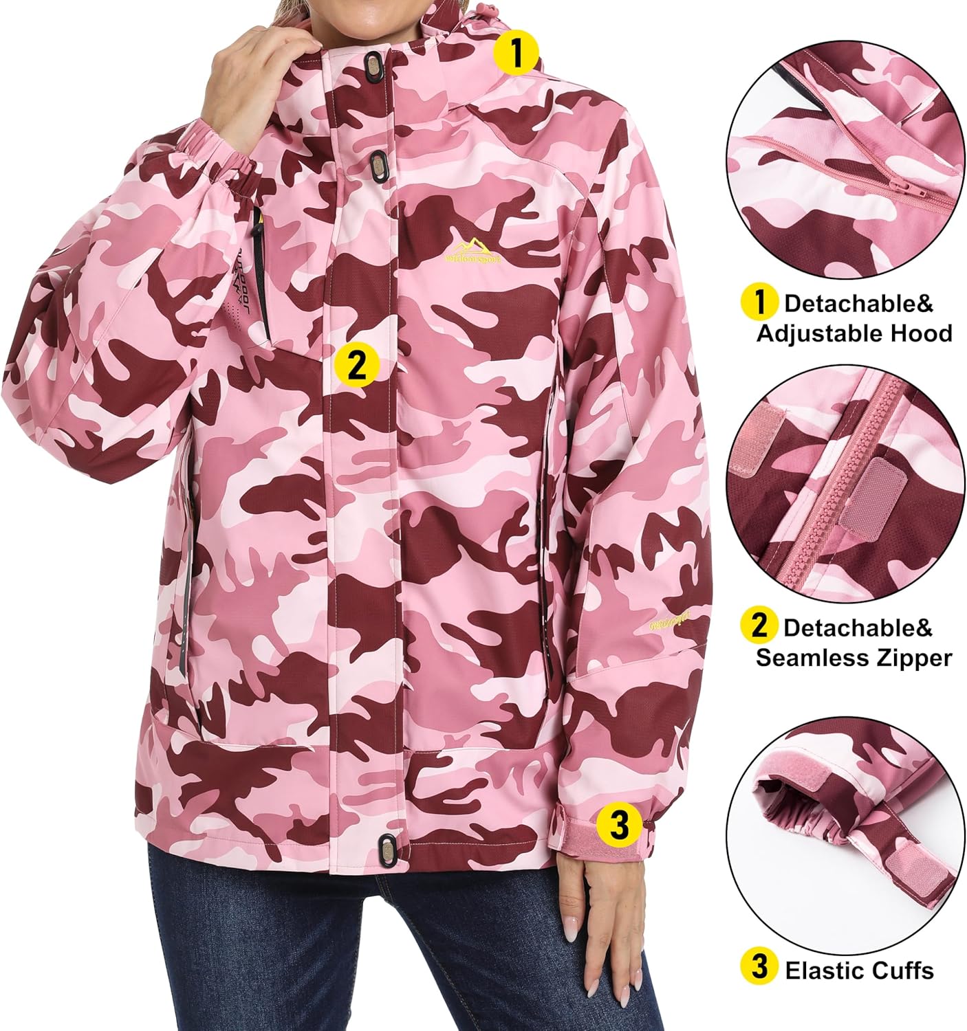 MAGCOMSEN Women’s 3-in-1 Winter Coats Snow Ski Jacket Waterproof Windproof Fleece Lined Winter Jacket Parka