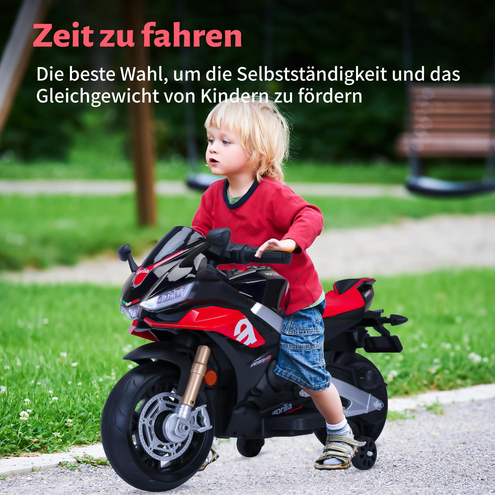 TCARAIWEN ​​12V Elektro-Motorrad für Kinder, Batteriebetriebenes Kinder-Moped, Elektrisches Motorrad ab 3 Jahren, Schwarz