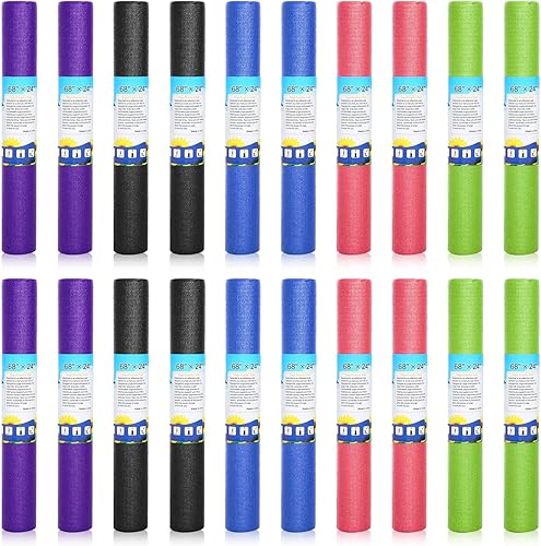 20 Pcs Yoga Mat Non Slip Fitness Exercise Mat Workout Mat with Strap for Women Gym Home Supplies, 72 x 24 Inch disponible en Yaxa Colombia