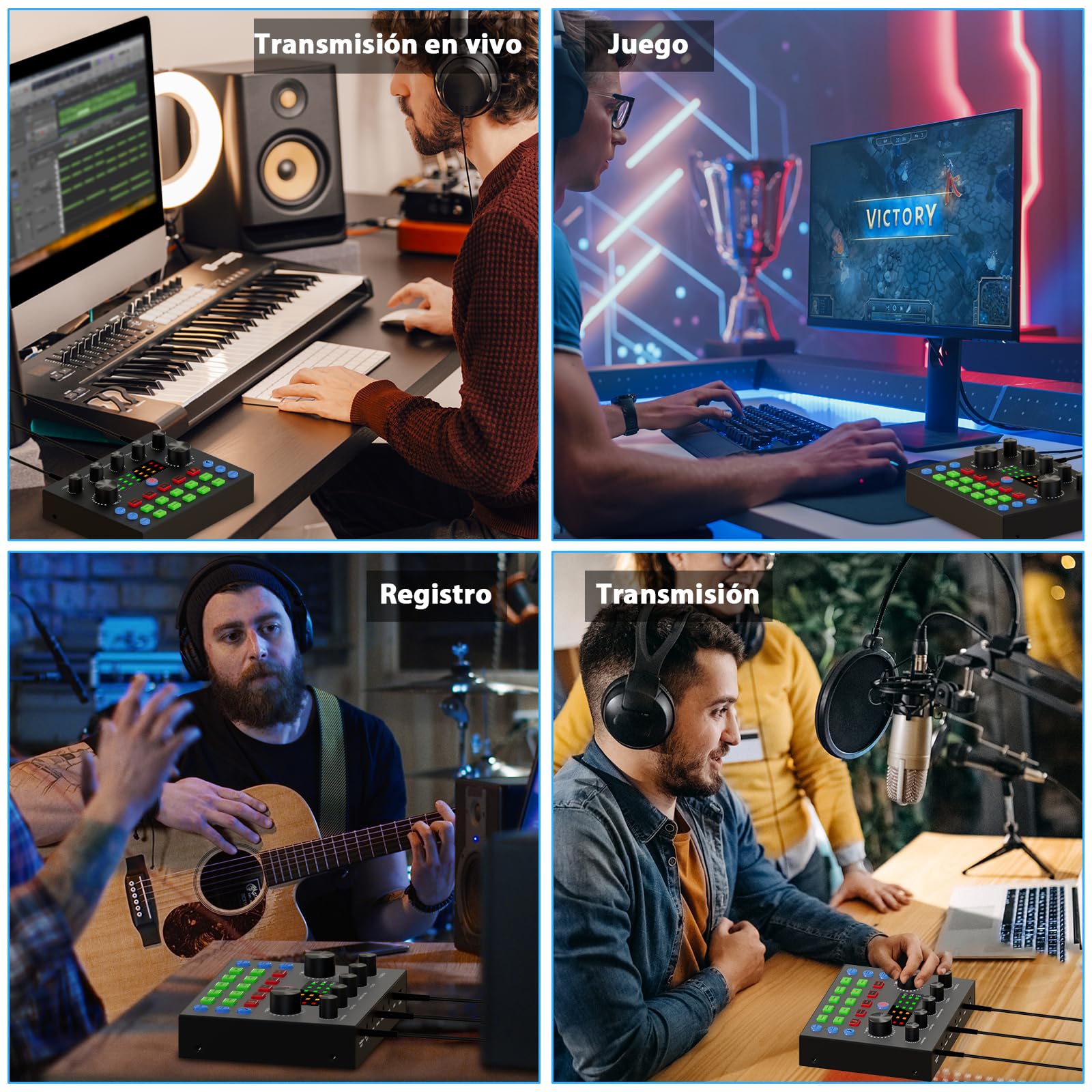 Brvomussy Paquete de Equipo de Podcast para 2, Cambiador de Voz y micrófono de Condensador - Set de micrófonos de Podcast para Gamers, podcasting, grabación, Canto y Streaming.