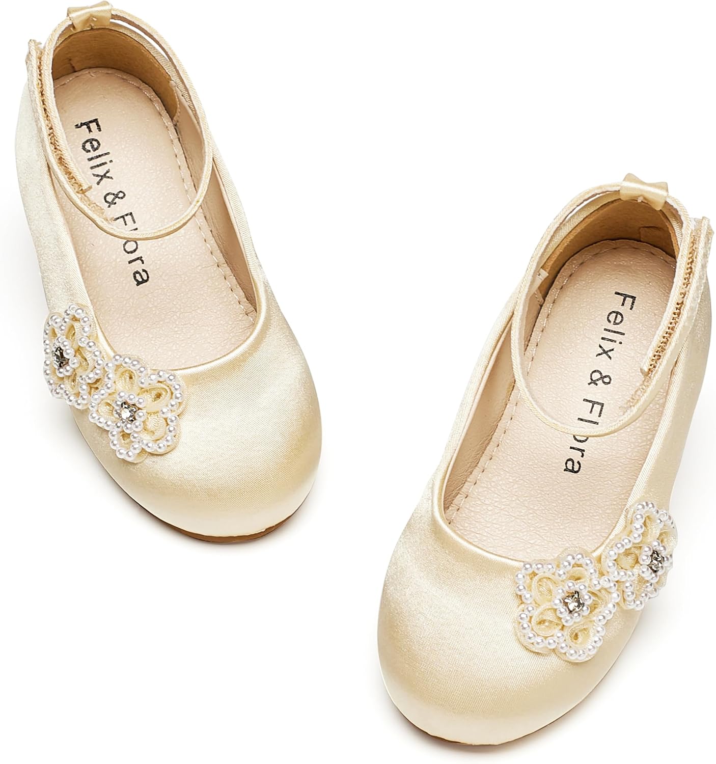 Felix & Flora Girls Toddler Little Ballet Shoes - Flower Girls Mary Jane Flats Dress Shoes Party Wedding