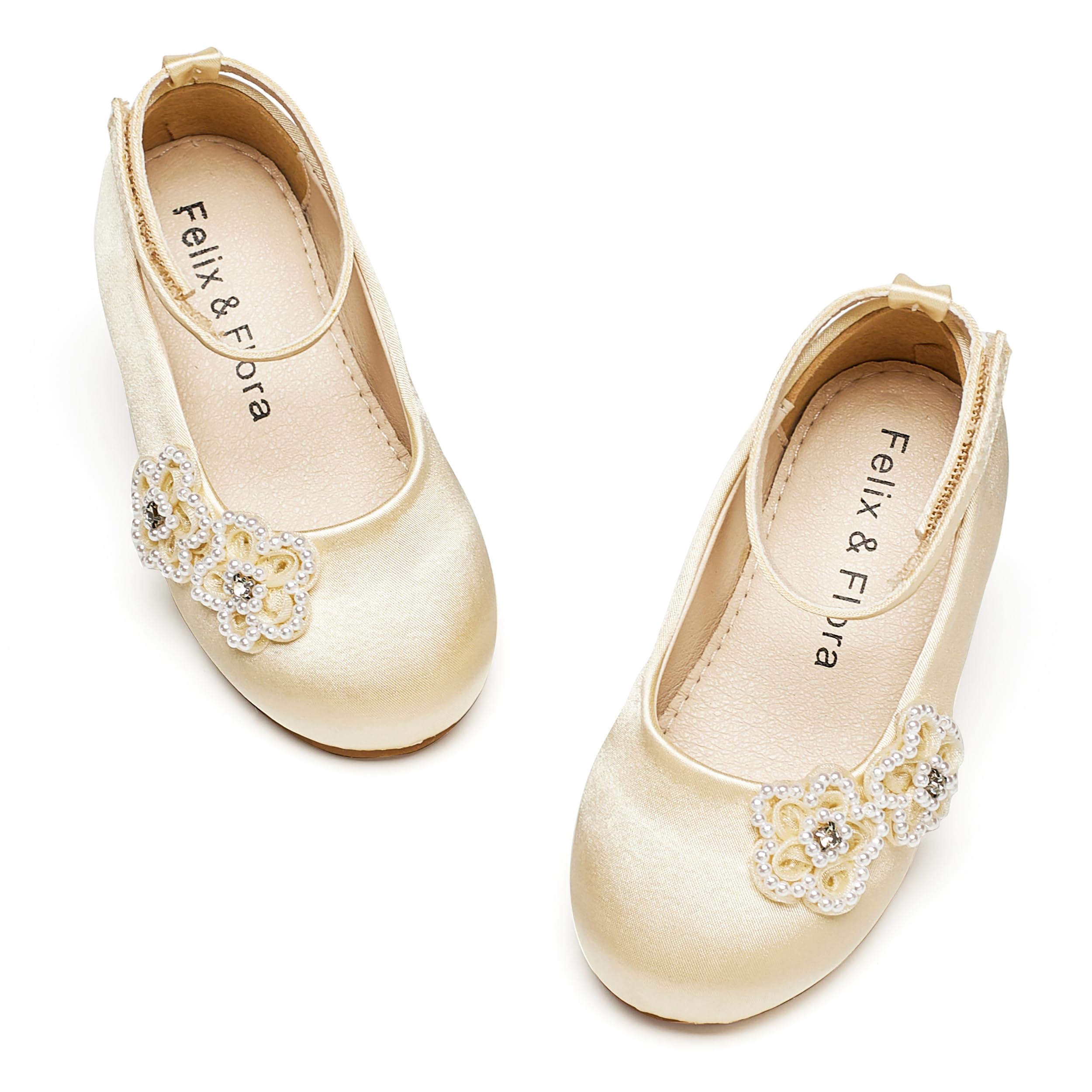 Felix & Flora Girls Toddler Little Ballet Shoes - Flower Girls Mary Jane Flats Dress Shoes Party Wedding