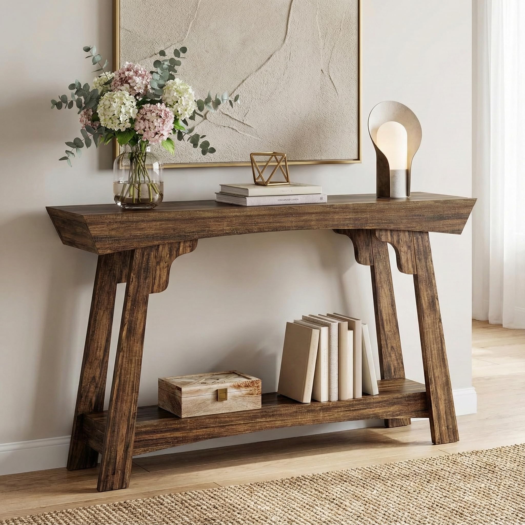 Lailang 105cm Consolle Ingresso, Mobile Corridoio Stretto E Lungo, Mobiletto Ingresso Salvaspazio, Consolle Legno, Mobile Dietro Divano, 105 x 30 x 85 cm, Marrone Rustico