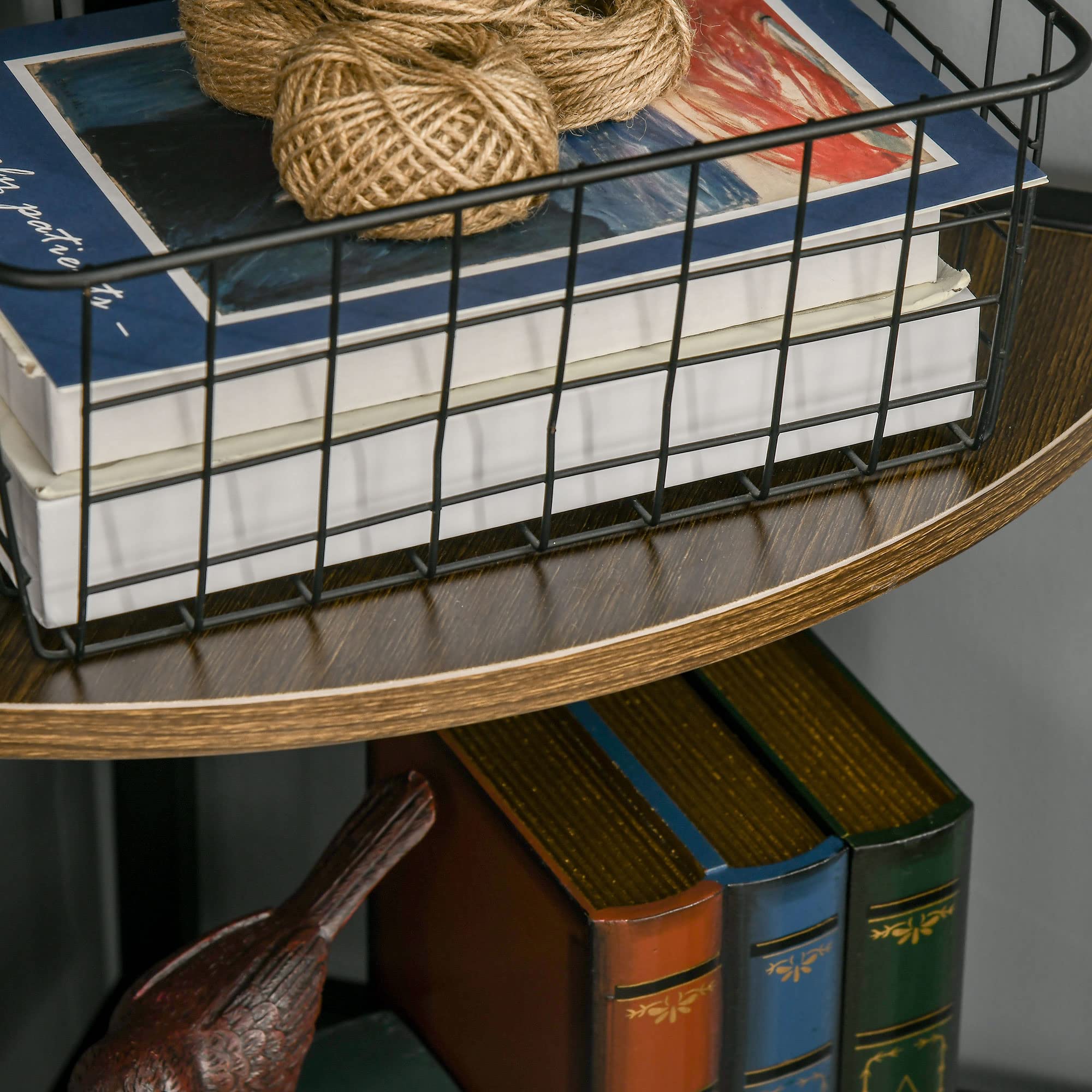 HOMCOM Libreria Moderna Angolare 6 Ripiani in Metallo e MDF 34x34x166cm | Mobile Libreria a Parete, per Salotto e Studio
