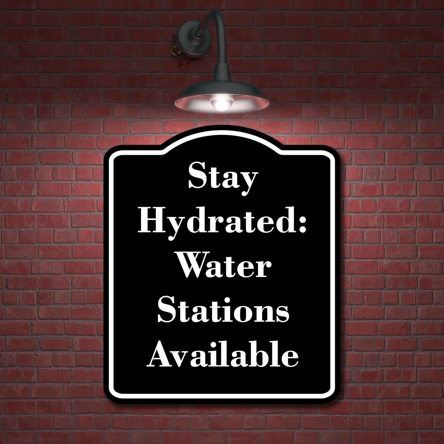 Stay Hydrated Water Stations Available BLACK Aluminum Composite Sign 20''x24''