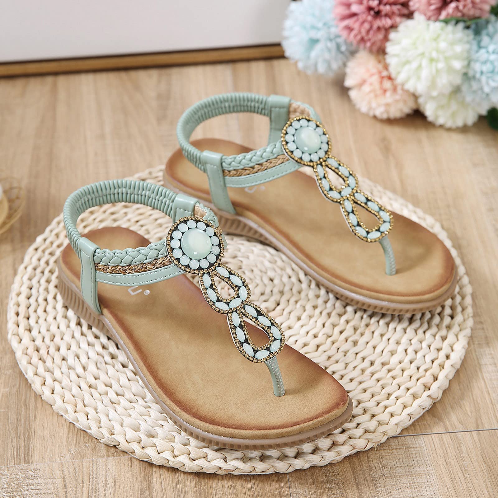 BAtlam Sandali da Donna, Zeppe, Sandali Elastici, Sandali da Spiaggia, Infradito,A,38