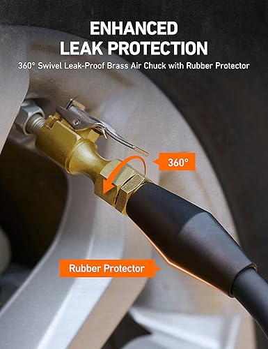 Miniatura 4 de AstroAI Inflador de neumáticos actualizado 2023 con manómetro de 230 PSI, precisión ANSI B40.1, esfera brillante grande de 2.6 pulgadas de fácil