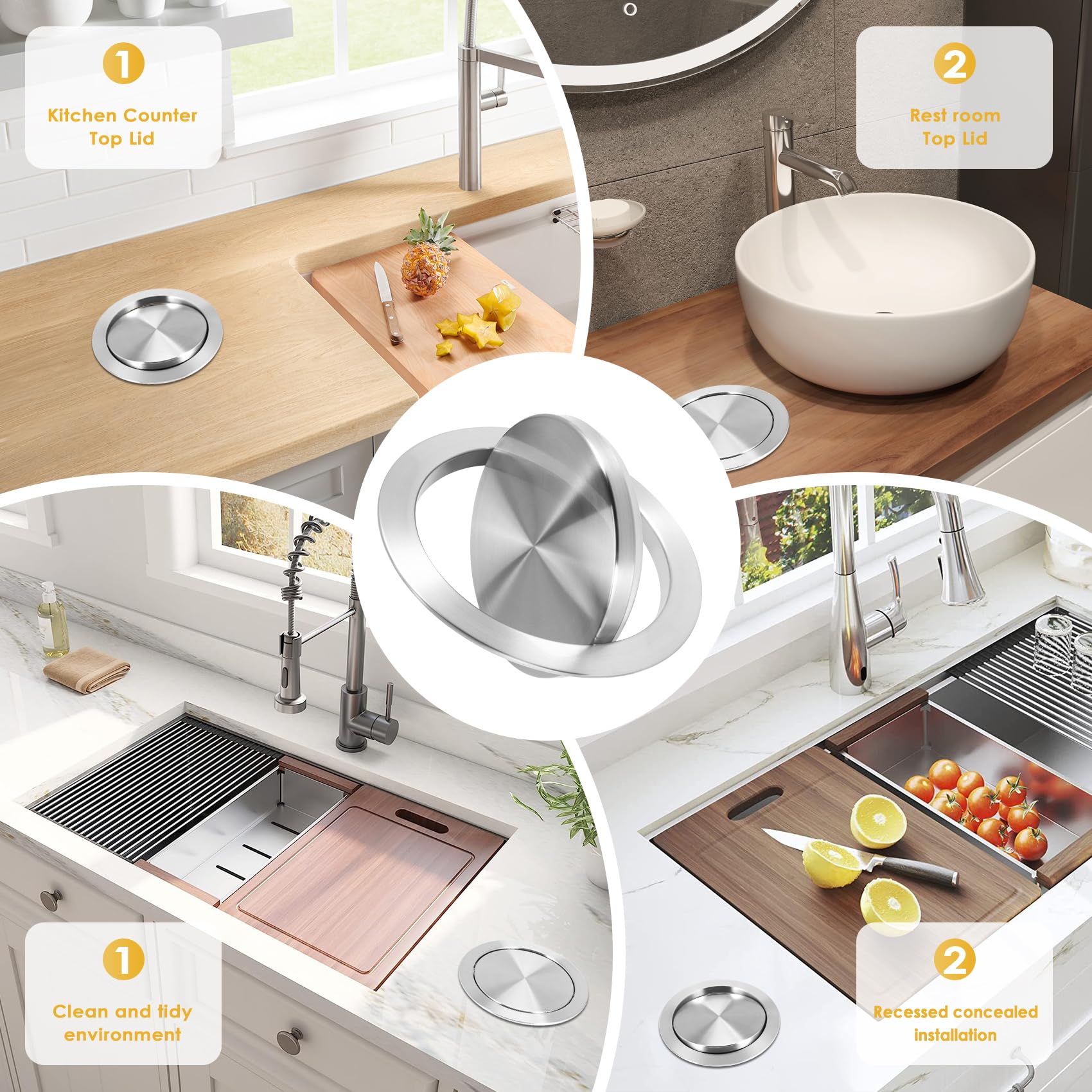 Basura Integrada Encimera Cubo De Basura Empotrable Jisapmzu Tapa