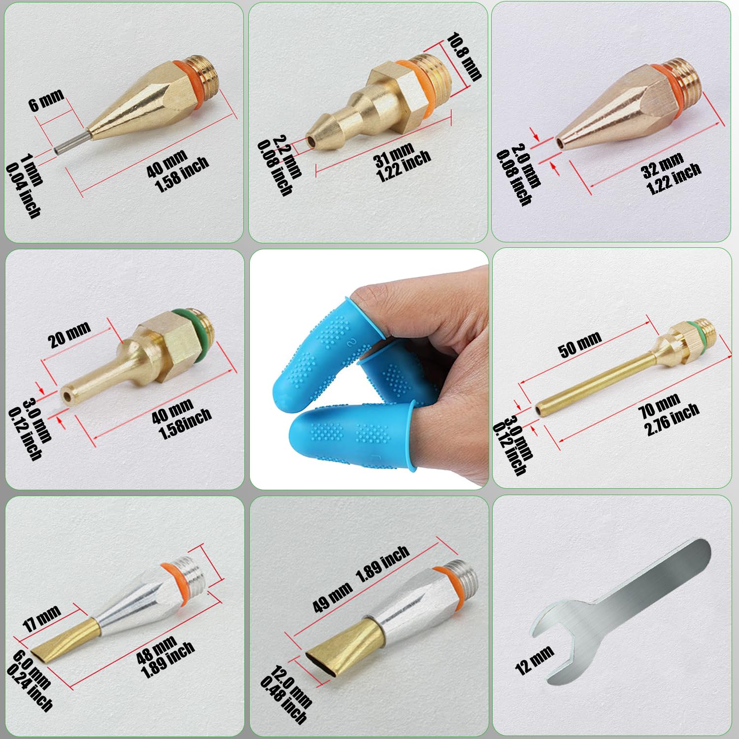 MONVICT Pistolet à colle thermofusible avec 7 buses en cuivre, 3 protège-doigts en silicone, 12 bâtons de colle double commutation de température, cordon amovible filaire utilisant une base debout