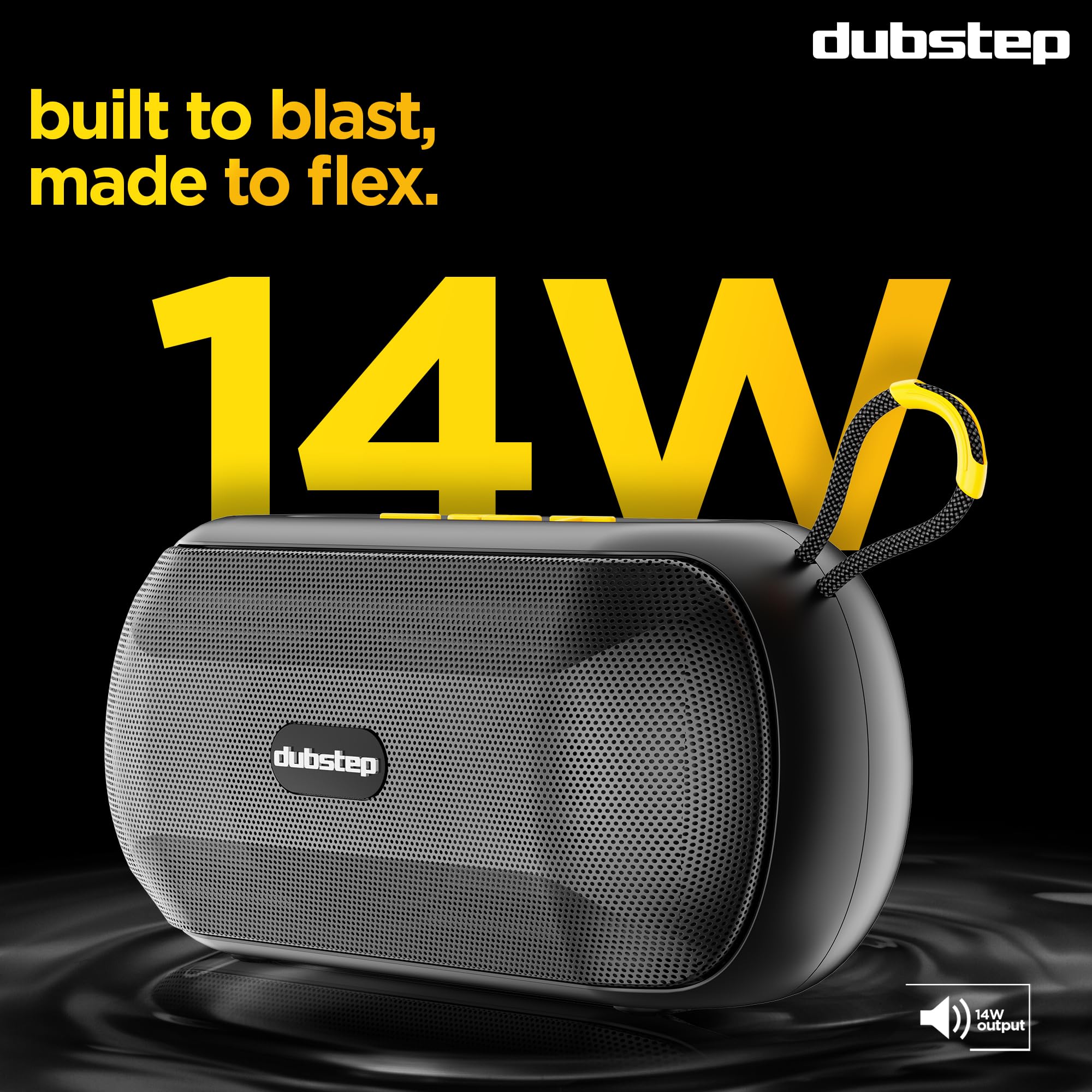 Dubstep Pop 1400 Portable Bluetooth Speaker | 14W Loud Sound, Deep Bass with XBASS, 16 Hrs Playtime, TWS Stereo Pairing, 52mm Driver, Splash-Resistant, Carry Strap (Black) — Amazon image 10