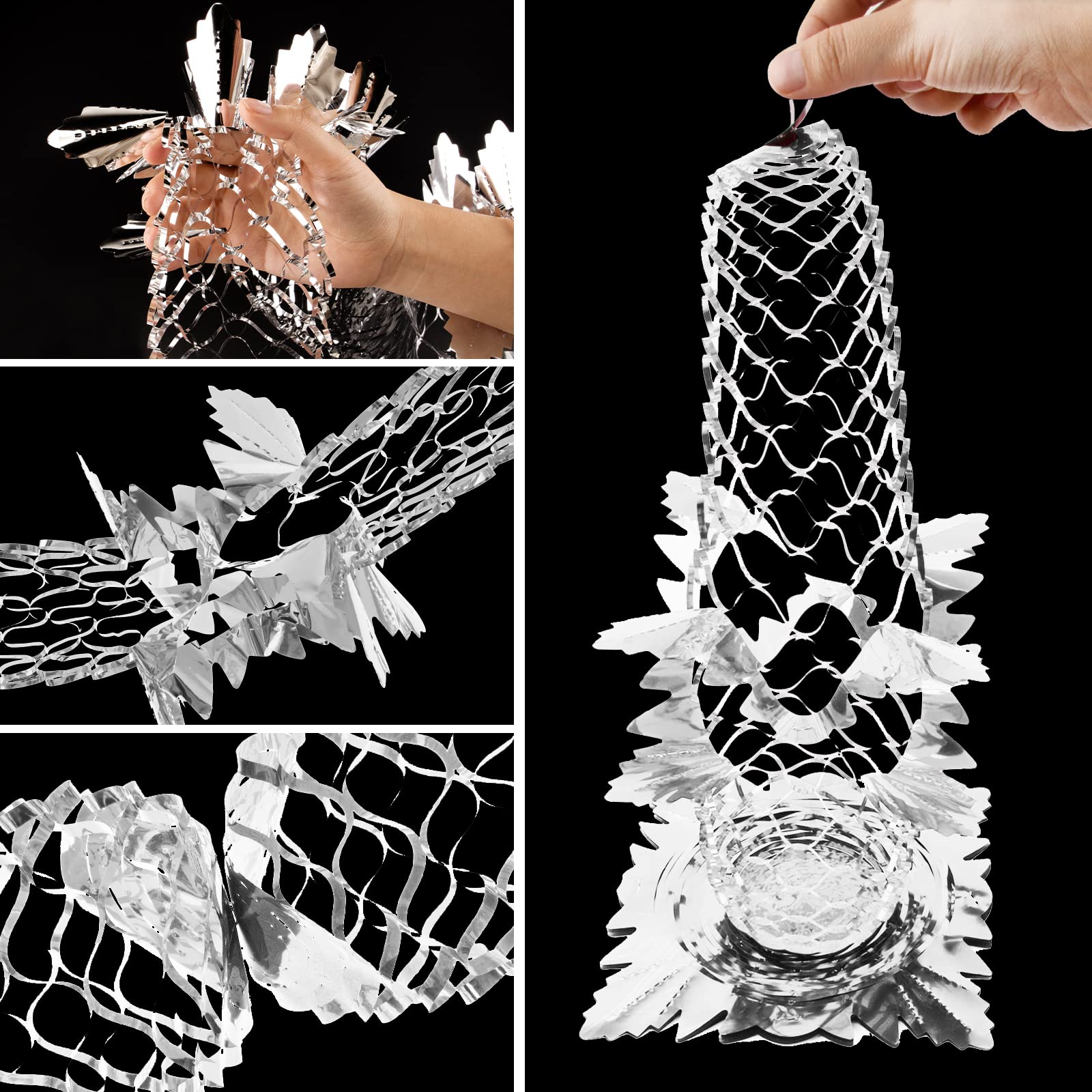 30 Pieces Christmas Ceiling Decorations, Christmas Hanging Swirls Decorations Indoor With Snowflake Swirl, Snowflake Silver & White Hanging Snowflakes For Xmas New Year Holiday Party Decorations - View #4