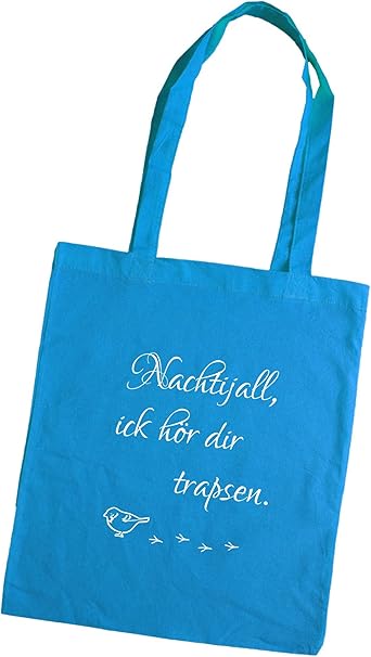 Jutebeutel Bedruckt Mit Berliner Spruch Nachtijall Stoffbeutel Jute Beutel Einkaufsbeutel Baumwolle Mit Spruchen Von Spree Klamotte Berlin Statement Spruche Tasche Blau Amazon De Fashion