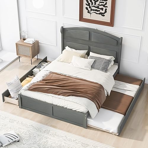 Miniatura 21 de Cama de plataforma de madera de tamaño individual con cabecera en forma de casa, soporte de listones de madera, para dormitorio de niños, niñas,