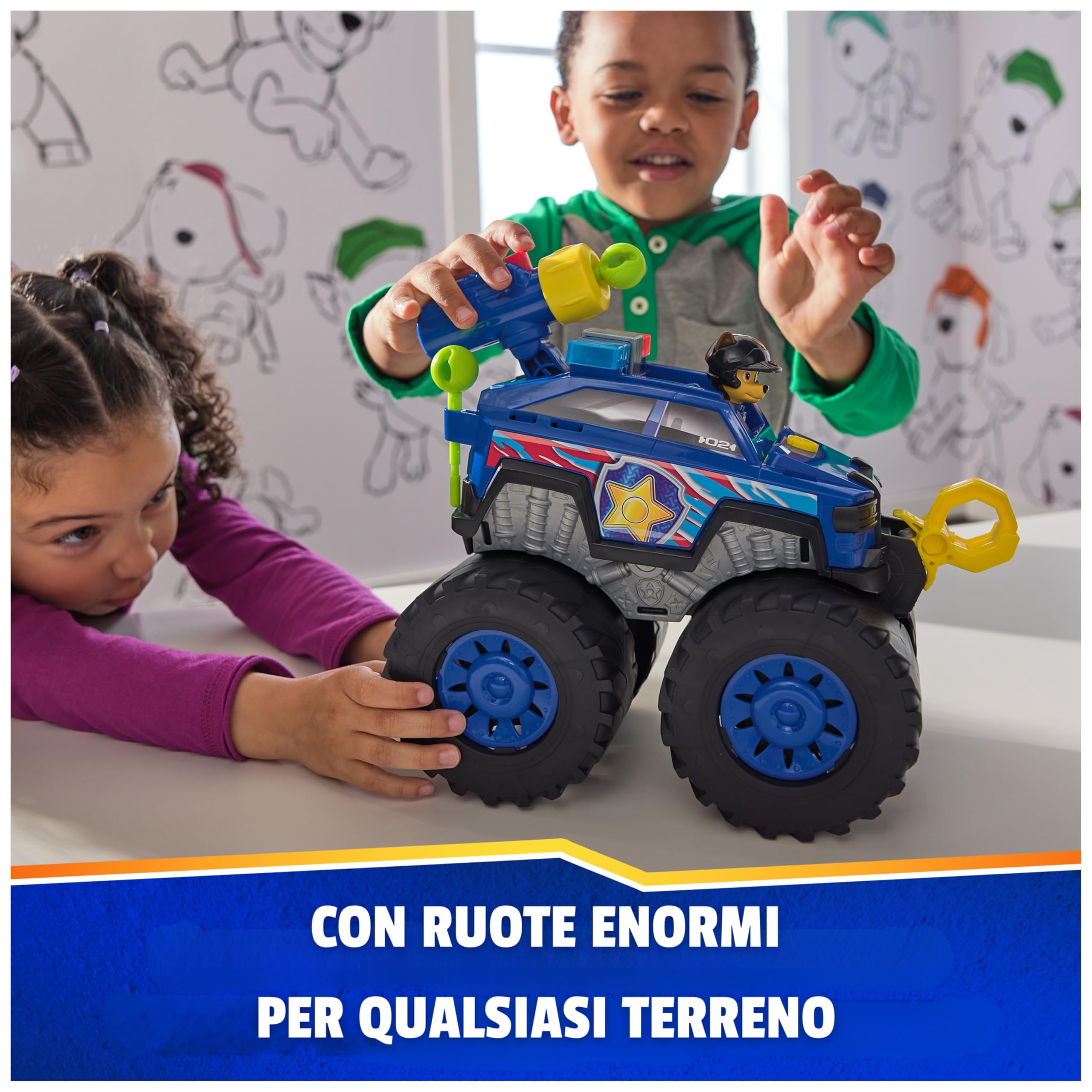 Paw Patrol: Rescue Wheels Chase Deluxe, Veicolo Giocattolo con Propulsore, Argano Motorizzato, Luci e Suoni, Giocattoli per Bambini e Bambine, 3+ Anni
