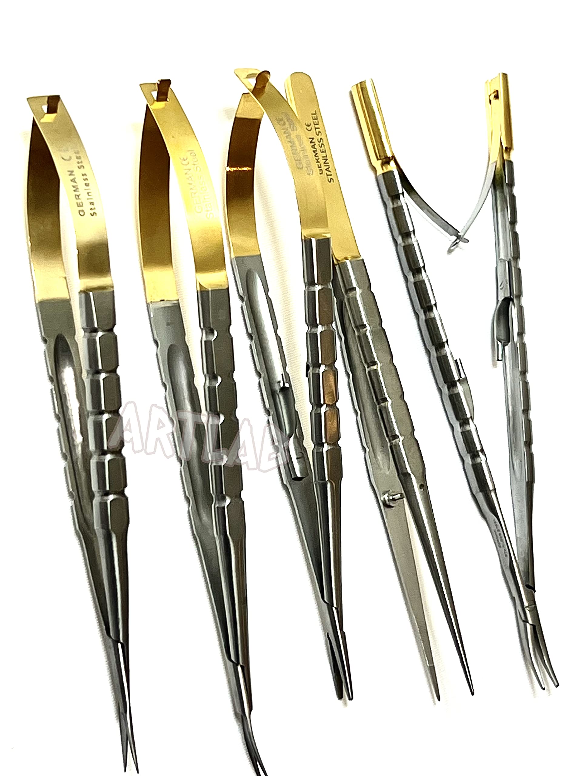 Professional German | Castroviejo Needle Holder Scissors Tying Forcep| Castroviejo Micro Scissors Needle Holder Straight Curved TC 6"| Dental Eye