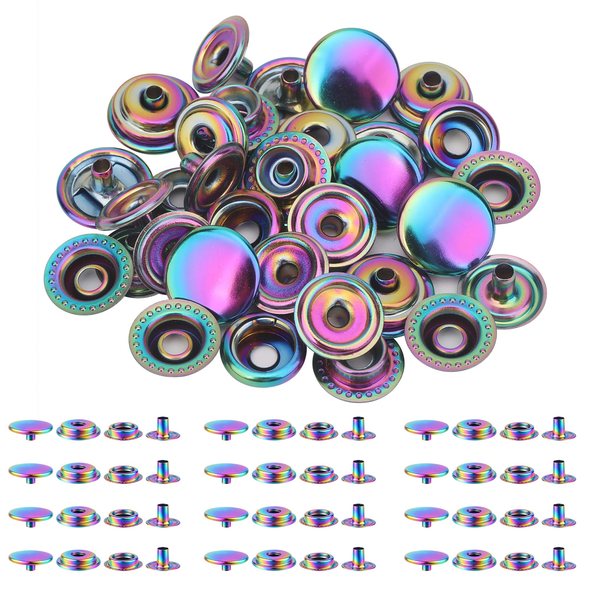 Trimming Shop Botones de presión grandes de 15 mm, de latón, resistentes, 4 piezas, sin costura, para proyectos de manualidades, manualidades, manualidades, caravanas, reparación de ropa, juego de 100
