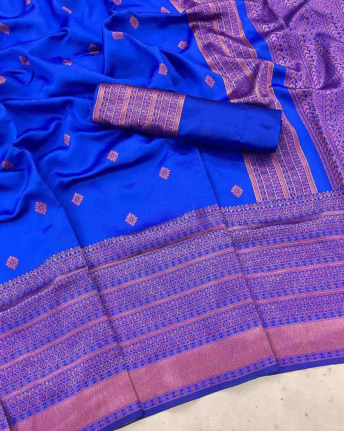 Sari de seda de algodón Yashika Banarasi Kanjivaram con estampado para ocasiones y festivales indios