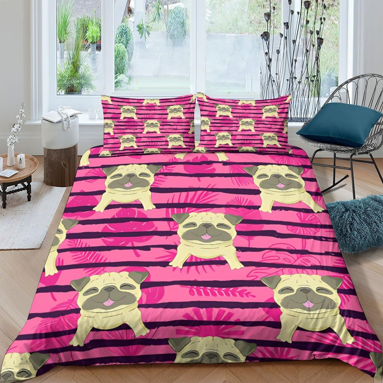 Housse de couette Bouledogue 3D pour éviter les draps rêches et difficiles à border