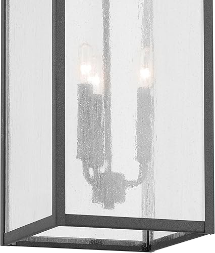 Miniatura 4 de KICHLER Lahden 59009WZC - Farol para exteriores de 26 pulgadas, 3 luces de pared con paneles de vidrio sembrado transparente en zinc para porche,