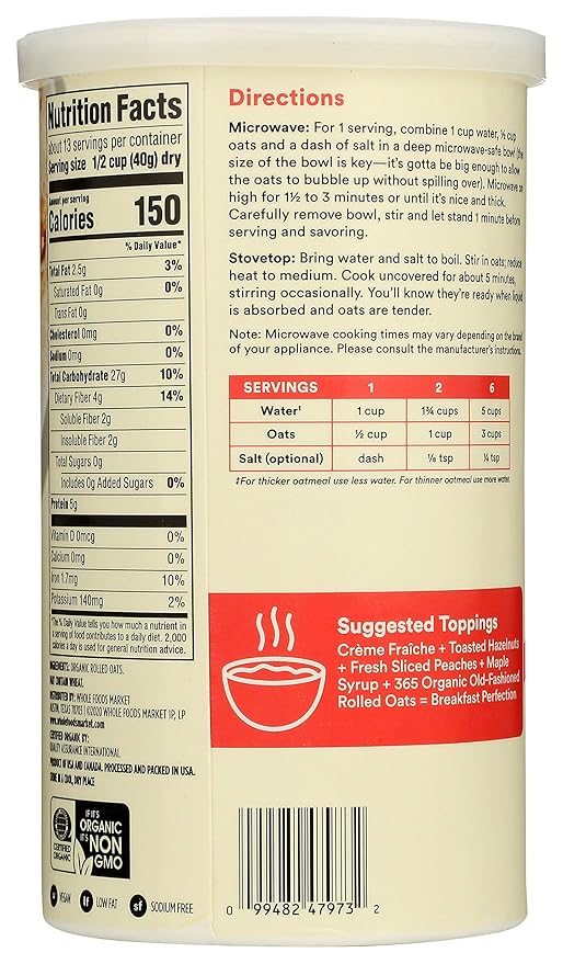 365 by Whole Foods Market Avena Orgánica Tradicional 18 Onzas miniatura 5