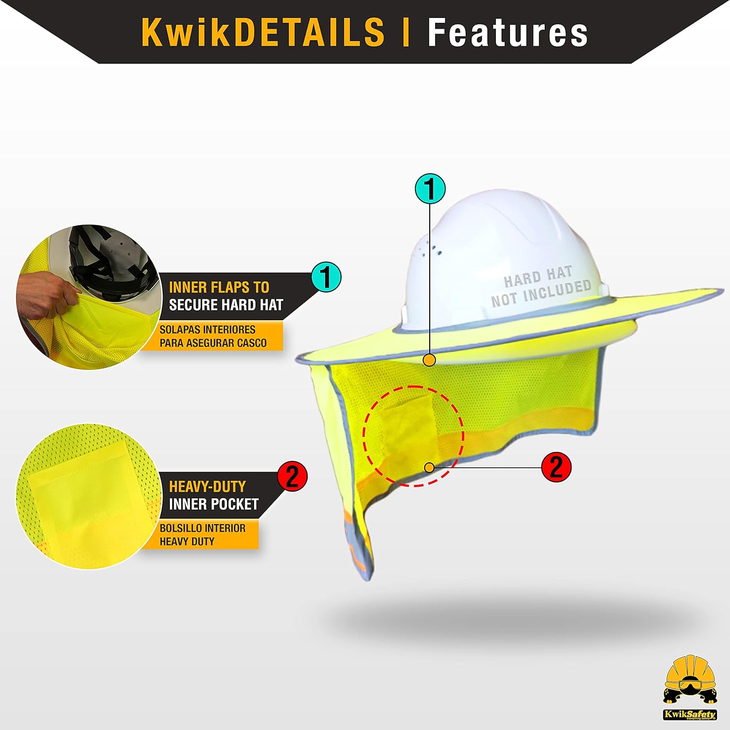 KwikSafety - Charlotte, NC - Lord Vader Hard Hat Sun Shade [2PK, 5PK, 10PK Hi Vis Cooling Mesh Reflective Strip & Elastic Band Regular Brim Neck Protection Sun Shield