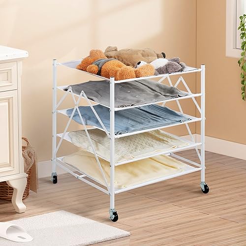 Miniatura 2 de STORAGE MANIAC Estante de secado de suéter, rejilla de secado de ropa de malla, estante de secado de ropa apilable, secadora plana para delicados,